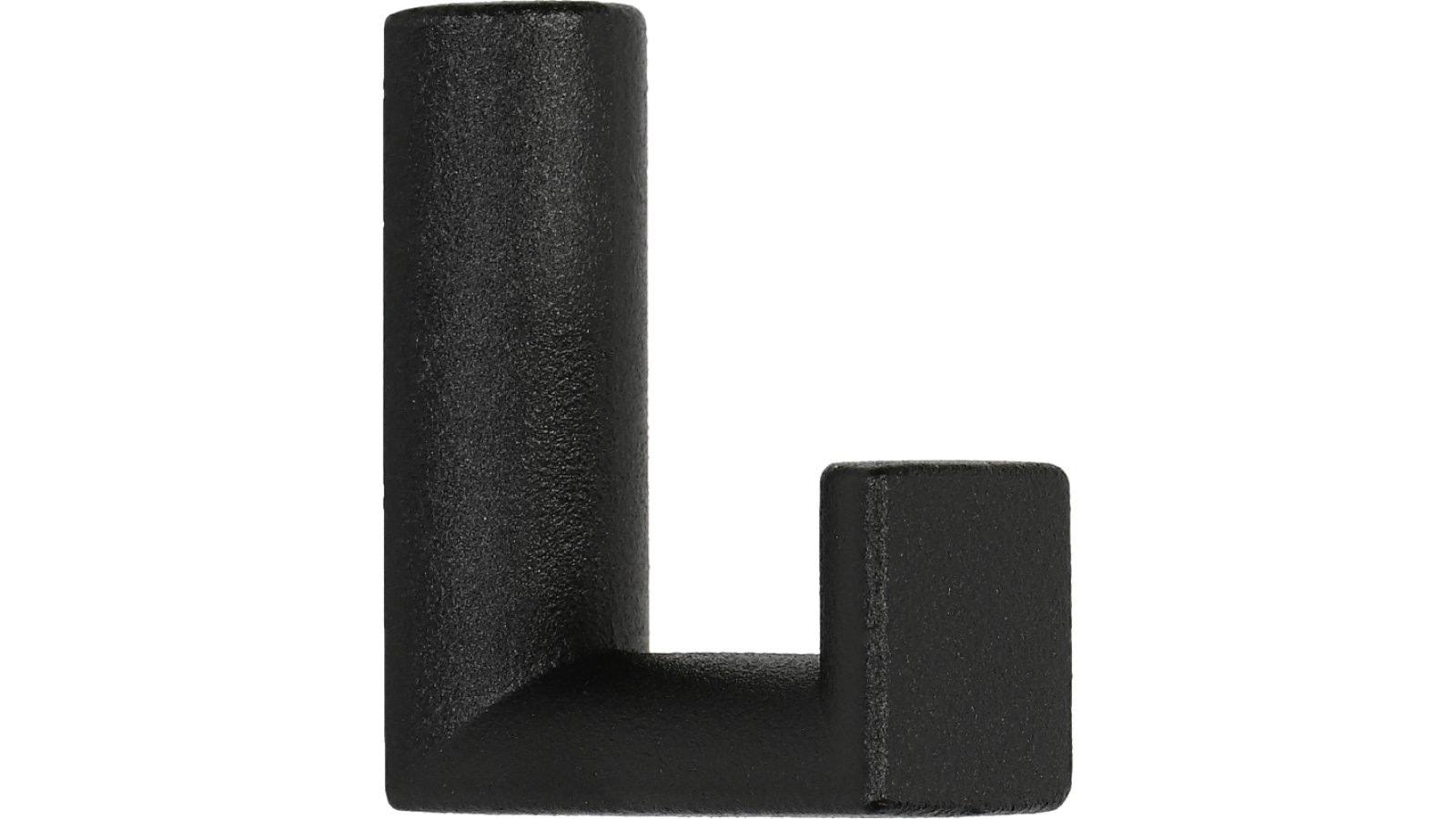 Haken March Metall - Schwarz Struktur Pulverbeschichtung - 33 mm lang  vor weißem Hintergrund