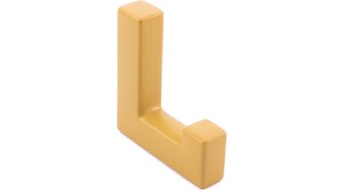 Haken Mittenwalde Metall - Gold matt Pulverbeschichtung - 44 mm lang vor weißem Hintergrund