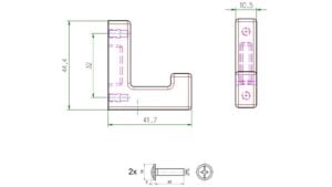 Haken Mittenwalde Metall - Weiß seidenmatt Pulverbeschichtung - 44 mm lang  vor weißem Hintergrund
