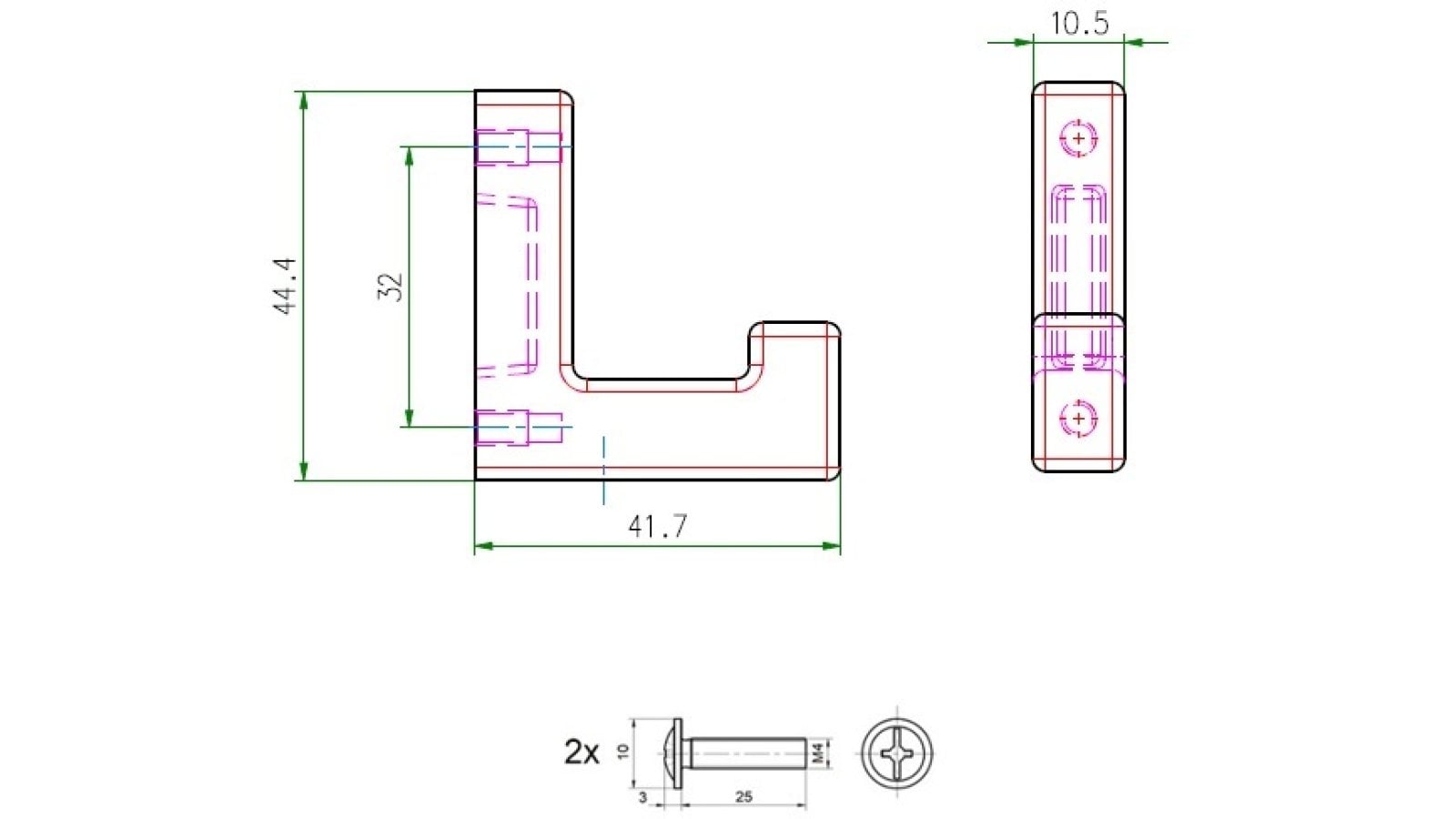 Haken Mittenwalde Metall - Weiß seidenmatt Pulverbeschichtung - 44 mm lang  vor weißem Hintergrund