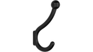 Haken Osthofen Metall - Schwarz Struktur Pulverbeschichtung - 139 mm lang  vor weißem Hintergrund