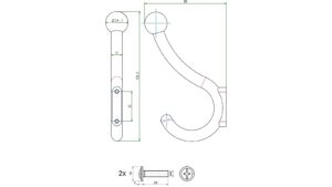 Haken Osthofen Metall - Schwarz Struktur Pulverbeschichtung - 139 mm lang  vor weißem Hintergrund