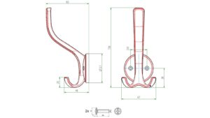 Haken Reinfeld Metall - Schwarz Struktur Pulverbeschichtung - 156 mm lang  vor weißem Hintergrund