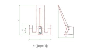 Haken Seeland Metall - Schwarz seidenmatt Pulverbeschichtung - 103 mm lang  vor weißem Hintergrund