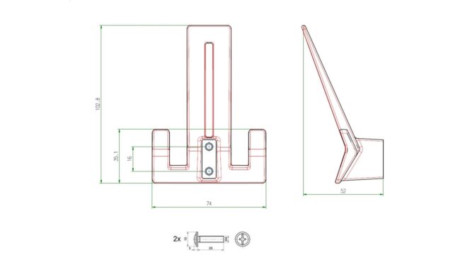 Haken Seeland Metall - Schwarz seidenmatt Pulverbeschichtung - 103 mm lang  vor weißem Hintergrund