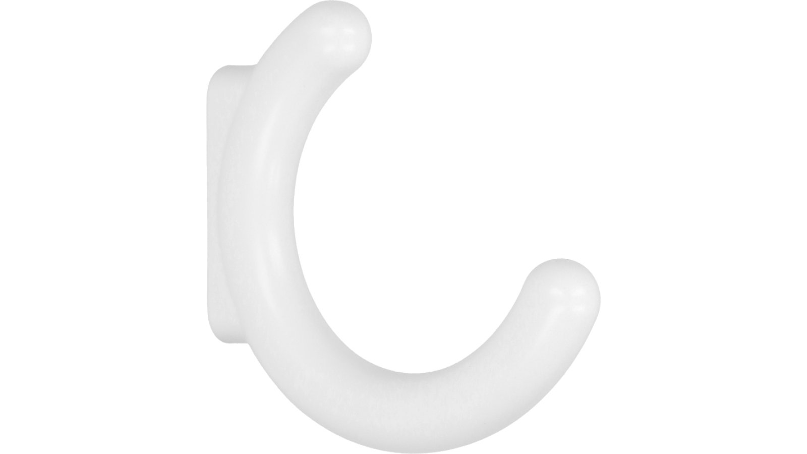 Haken Urbach Metall - Weiß seidenmatt Pulverbeschichtung - 68 mm lang  vor weißem Hintergrund