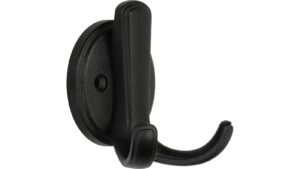 Haken Vetschau Metall - Schwarz Struktur Pulverbeschichtung - 75 mm lang  vor weißem Hintergrund