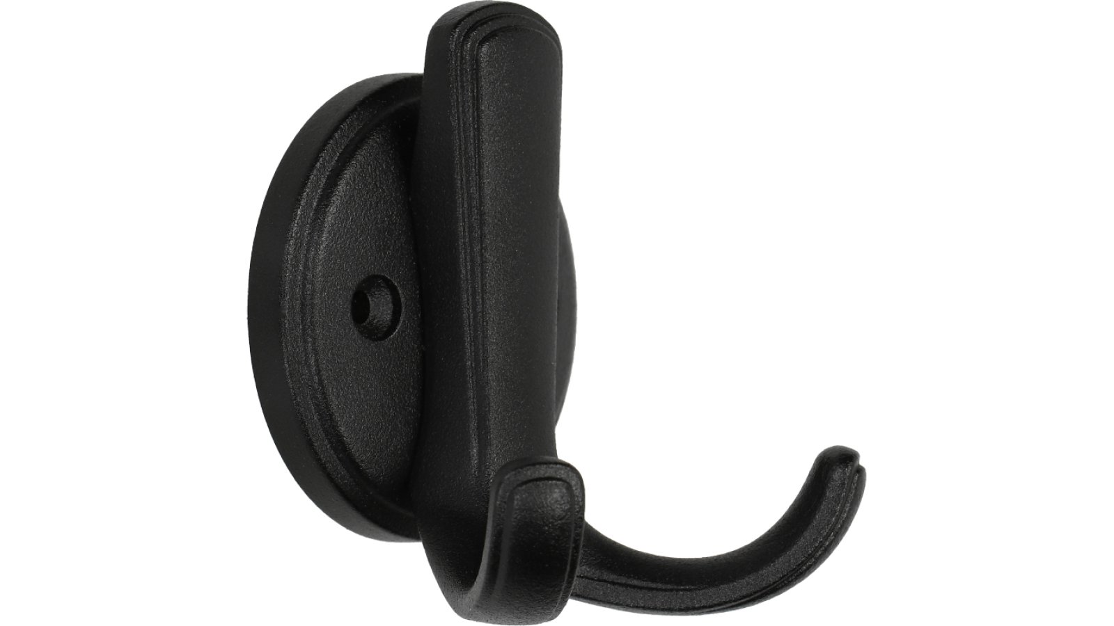 Haken Vetschau Metall - Schwarz Struktur Pulverbeschichtung - 75 mm lang  vor weißem Hintergrund