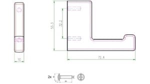 Haken Zwenkau Metall - Schwarz matt Pulverbeschichtung - 72 mm lang  vor weißem Hintergrund