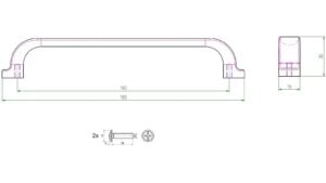Griff Bismark Metall - Schwarz seidenmatt Pulverbeschichtung - 183 mm lang  vor weißem Hintergrund
