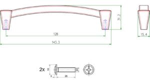 Griff Dielheim Metall - Antik Nickel - 144 mm lang  vor weißem Hintergrund