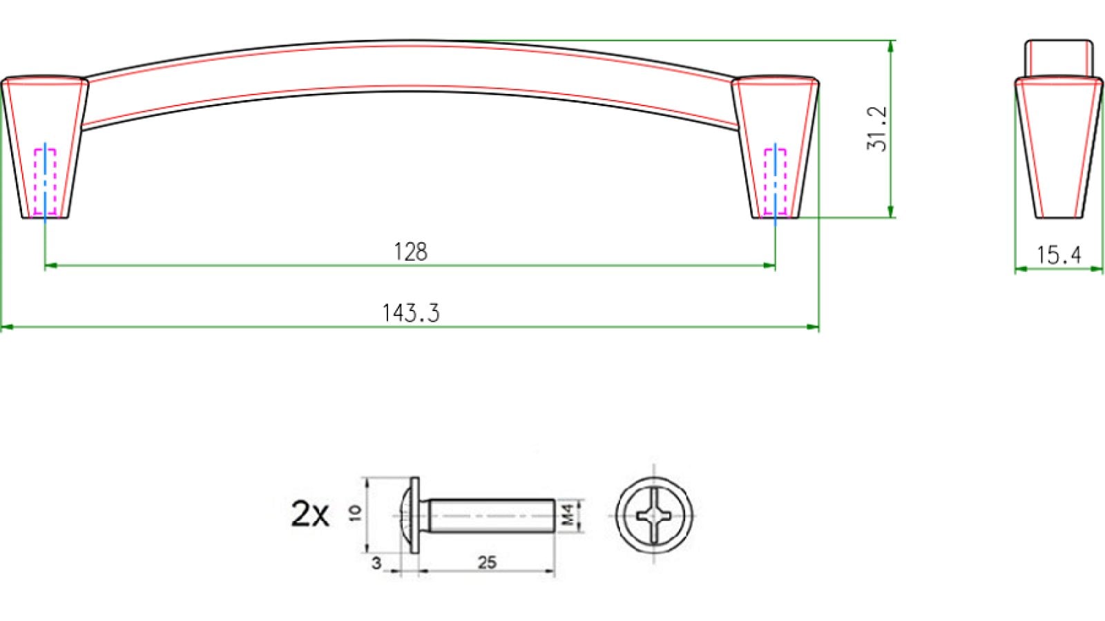 Griff Dielheim Metall - Antik Nickel - 144 mm lang  vor weißem Hintergrund