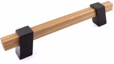Griff Doberlug-Kirchhain Metall - Graphit Marone Pulverbeschichtung + Holz - 178 mm lang  vor weißem Hintergrund