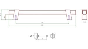 Griff Doberlug-Kirchhain Metall - Schwarz matt Pulverbeschichtung + Holz - 242 mm lang  vor weißem Hintergrund