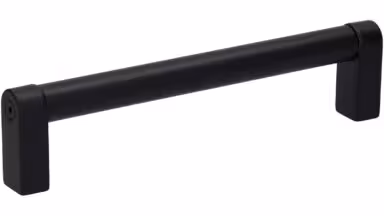 Griff Dörverden Metall - Schwarz matt Pulverbeschichtung - 138 mm lang vor weißem Hintergrund