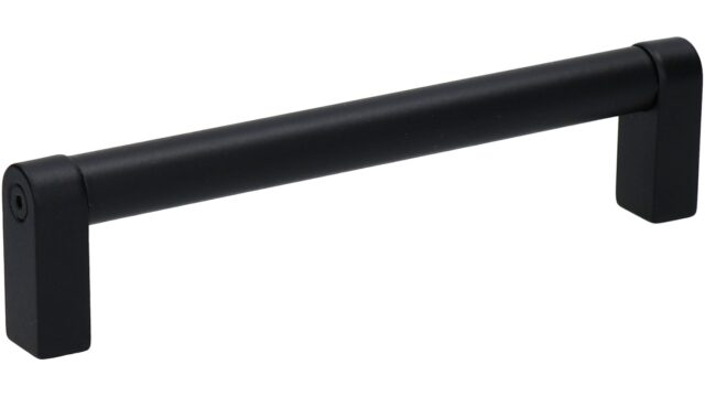 Griff Dörverden Metall - Schwarz matt Pulverbeschichtung - 138 mm lang vor weißem Hintergrund