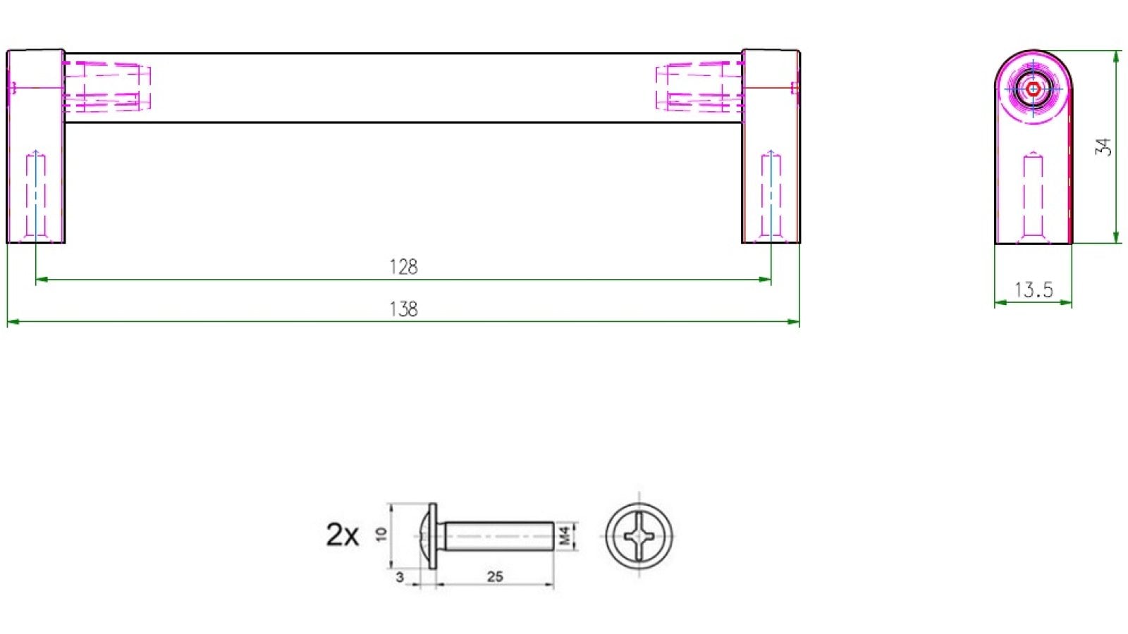 Griff Dörverden Metall - Schwarz matt Pulverbeschichtung - 138 mm lang  vor weißem Hintergrund