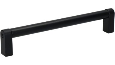 Griff Dörverden Metall - Schwarz matt Pulverbeschichtung - 170 mm lang vor weißem Hintergrund