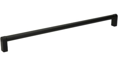 Griff Dörverden Metall - Schwarz matt Pulverbeschichtung - 330 mm lang vor weißem Hintergrund