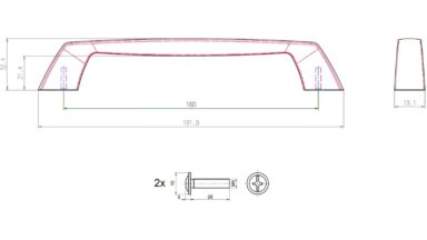 Griff Ebsdorfergrund Metall - Weiß seidenmatt Pulverbeschichtung - 190 mm lang  vor weißem Hintergrund