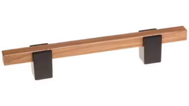 Griff Elsenfeld Metall - Schwarz matt Pulverbeschichtung + Holz - 197 mm lang  vor weißem Hintergrund