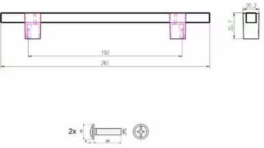 Griff Elsenfeld Metall - Schwarz matt Pulverbeschichtung + Holz - 261 mm lang  vor weißem Hintergrund