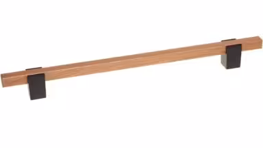 Griff Elsenfeld Metall - Schwarz matt Pulverbeschichtung + Holz - 325 mm lang vor weißem Hintergrund