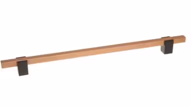 Griff Elsenfeld Metall - Schwarz matt Pulverbeschichtung + Holz - 389 mm lang vor weißem Hintergrund