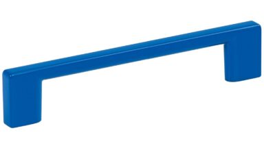 Griff Eslohe Metall - Blaues Halbglanzpulver - 150 mm lang  vor weißem Hintergrund