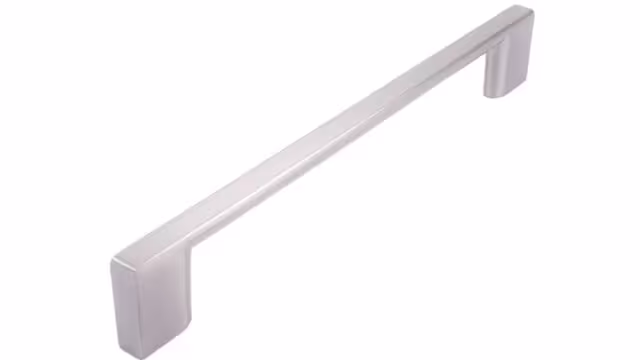 Griff Eslohe Metall - Edelstahleffekt - 188 mm lang vor weißem Hintergrund
