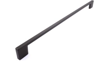 Griff Eslohe Metall - Graphit matt Pulver - 359 mm lang vor weißem Hintergrund