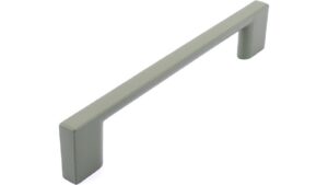 Griff Eslohe Metall - Olivgrau Pulverbeschichtung - 150 mm lang  vor weißem Hintergrund