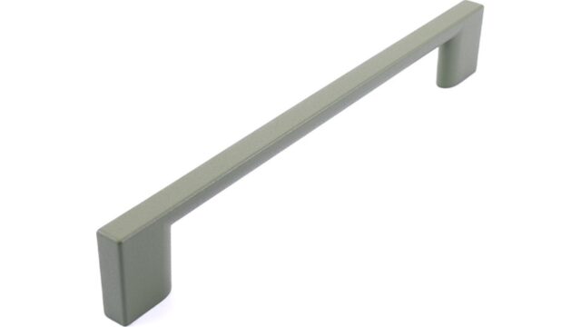 Griff Eslohe Metall - Olivgrau Pulverbeschichtung - 188 mm lang vor weißem Hintergrund