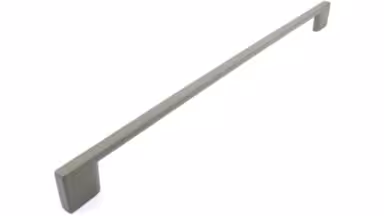 Griff Eslohe Metall - Olivgrau Pulverbeschichtung - 359 mm lang vor weißem Hintergrund