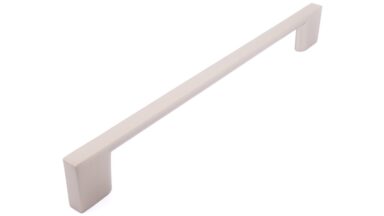 Griff Eslohe Metall - Nickel matt galvanisiert - 222 mm lang  vor weißem Hintergrund