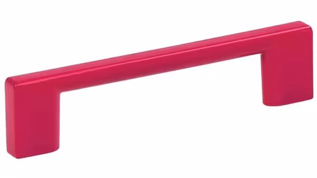 Griff Eslohe Metall - Rosa seiden glänzend Pulverbeschichtung - 113 mm lang vor weißem Hintergrund