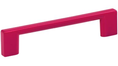 Griff Eslohe Metall - Rosa seiden glänzend Pulverbeschichtung - 150 mm lang  vor weißem Hintergrund