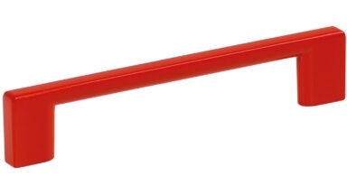 Griff Eslohe Metall - Rot Pulverbeschichtung - 150 mm lang  vor weißem Hintergrund