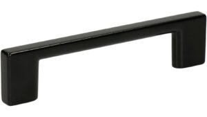 Griff Eslohe Metall - schwarz glänzendes Pulver - 113 mm lang  vor weißem Hintergrund