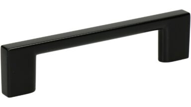Griff Eslohe Metall - Schwarz seidenmatt Pulverbeschichtung - 113 mm lang vor weißem Hintergrund