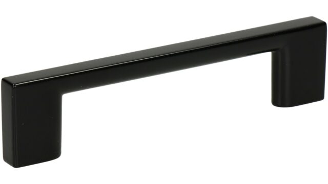 Griff Eslohe Metall - Schwarz seidenmatt Pulverbeschichtung - 113 mm lang vor weißem Hintergrund