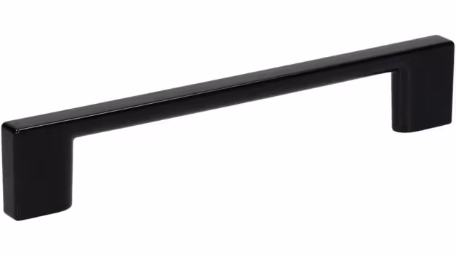 Griff Eslohe Metall - Schwarz seidenmatt Pulverbeschichtung - 150 mm lang vor weißem Hintergrund