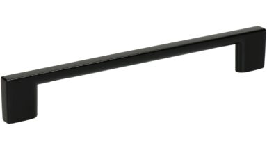 Griff Eslohe Metall - Schwarz seidenmatt Pulverbeschichtung - 188 mm lang  vor weißem Hintergrund