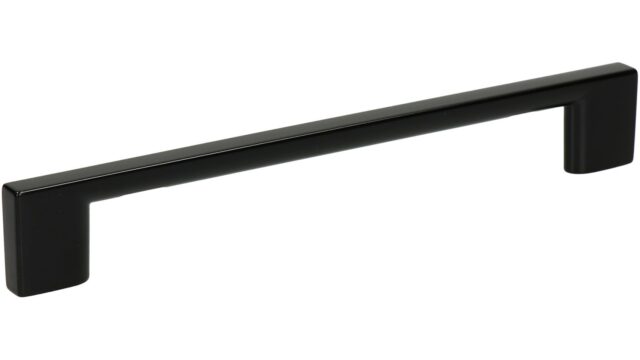 Griff Eslohe Metall - Schwarz seidenmatt Pulverbeschichtung - 188 mm lang  vor weißem Hintergrund