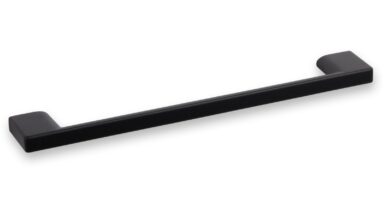 Griff Eslohe Metall - Schwarz matt Pulverbeschichtung - 188 mm lang  vor weißem Hintergrund