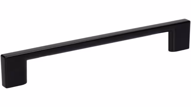 Griff Eslohe Metall - schwarz glänzendes Pulver - 188 mm lang  vor weißem Hintergrund