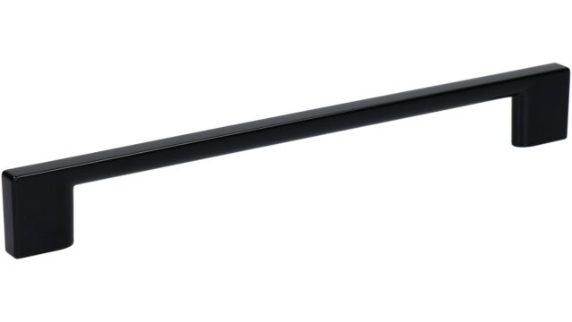 Griff Eslohe Metall - Schwarz seidenmatt Pulverbeschichtung - 222 mm lang  vor weißem Hintergrund