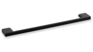 Griff Eslohe Metall - Schwarz matt Pulverbeschichtung - 222 mm lang  vor weißem Hintergrund