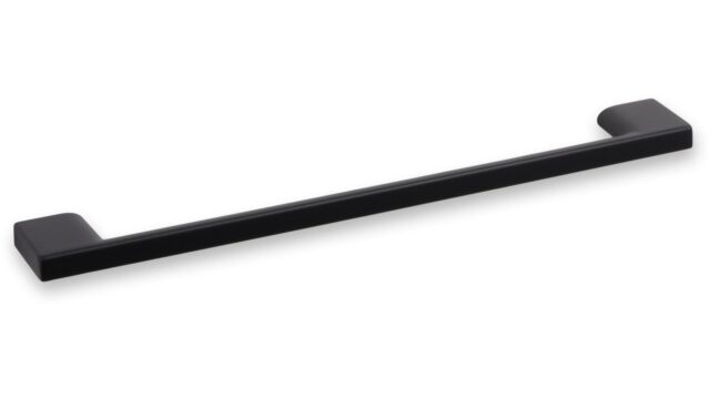Griff Eslohe Metall - Schwarz matt Pulverbeschichtung - 222 mm lang vor weißem Hintergrund