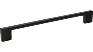 Griff Eslohe Metall - schwarz glänzendes Pulver - 222 mm lang  vor weißem Hintergrund